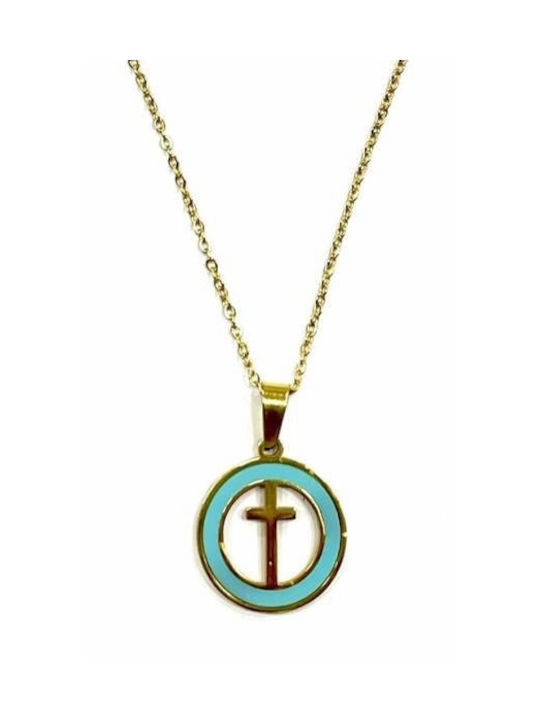 Tatu Moyo Cross from Gold Plated Steel with Chain