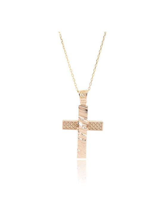 Paraxenies Gold Cross 14K Double Sided with Chain