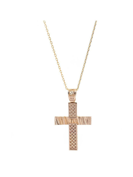 Paraxenies Gold Cross 14K Double Sided with Chain