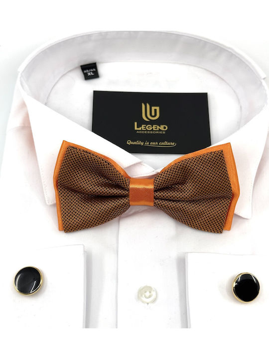 Legend Accessories Σετ Υφασμάτινo Παπιγιόν με Μαντήλι Πορτοκαλί