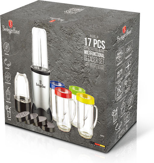 Berlinger Haus Μπλέντερ με Πλαστική Κανάτα 500 ml 400W Ασημί BH-9345