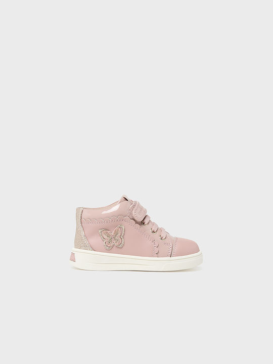 Mayoral Kids High Sneakers for Girls with Laces & Strap Pink