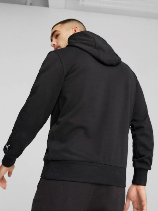 Puma Herren Sweatshirt mit Kapuze und Taschen Schwarz