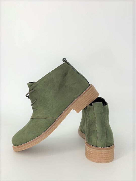 Suede Women's Oxford Boots Khaki