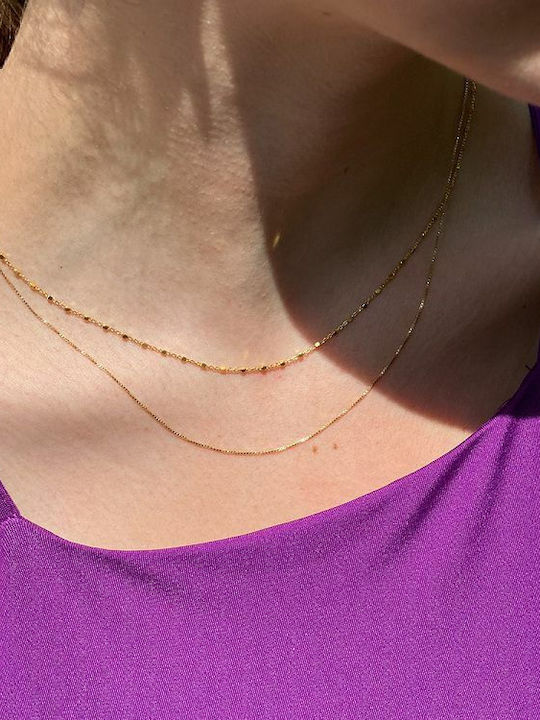 Damen Silberne Kette Nacken Vergoldet Dünn Dicke 1mm und Länge 45cm
