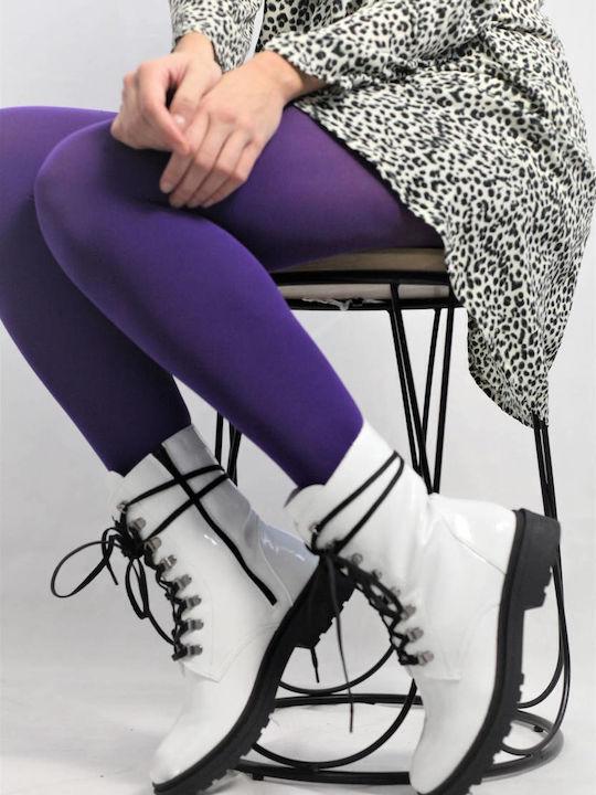 Stiefeletten Damen aus Lackleder Weiß