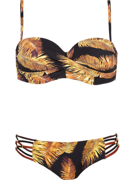 Set Bikini Push Up Brazil Negru
