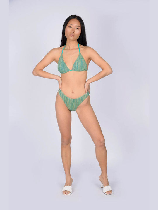 Warehouse Design Bikini Set Triangle Top & Slip Bottom Green