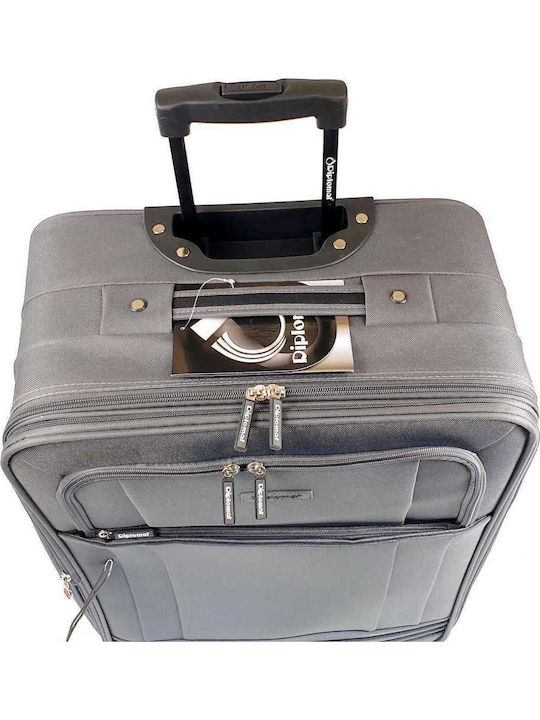 Diplomat Mittlere Grundstoffserie Stoffkoffer Grau mit 2 Rädern Höhe 64cm