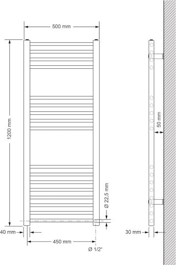 ECD Germany Electric Towel Rail 1200W 120x50cm White