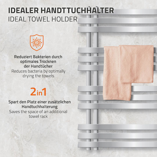 ECD Germany Iron EM Elektrische Handtuchheizkörper 300W 100x50cm Silber