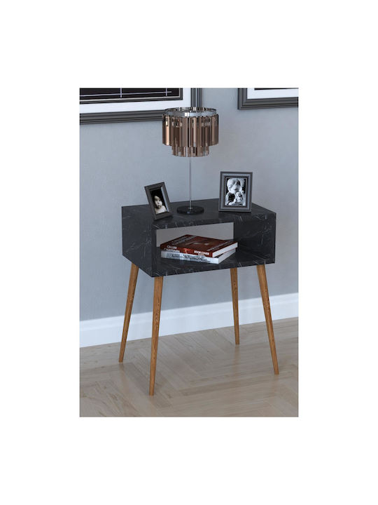 Ganiru Wooden Bedside Table Black 45x30x60cm