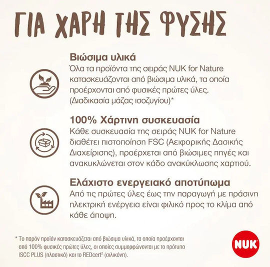 Nuk Πλαστικό Μπιμπερό For Nature Κατά των Κολικών με Θηλή Σιλικόνης για 0-6 μηνών Πράσινο Διάφανο-Πράσινο 150ml