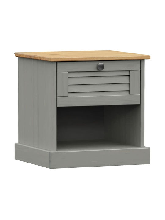 Bedside Table of Solid Wood Gray 42x35x40cm