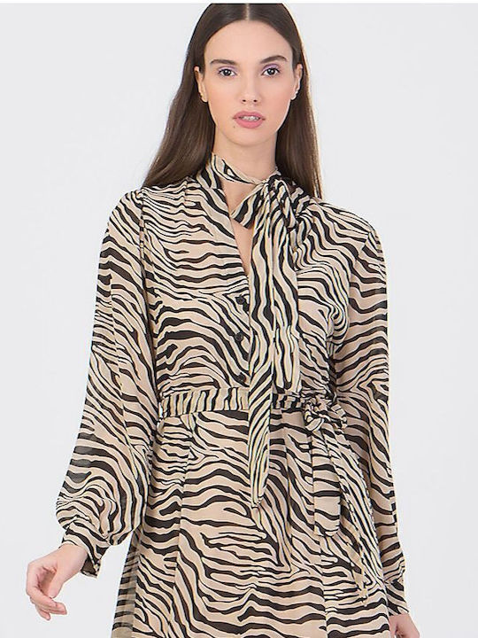 Καλοκαιρινό Maxi Φόρεμα με Σκίσιμο Animal Print