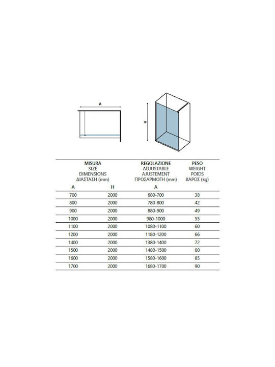 Karag Walkin 1 Shower Screen for Shower 50x200cm Clear Glass Cromo