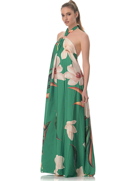 Summer Maxi Dress for Wedding - Christening Open Back Floral