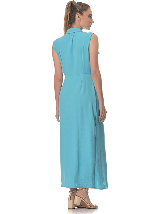 Summer Maxi Shirt Dress Dress Light Blue