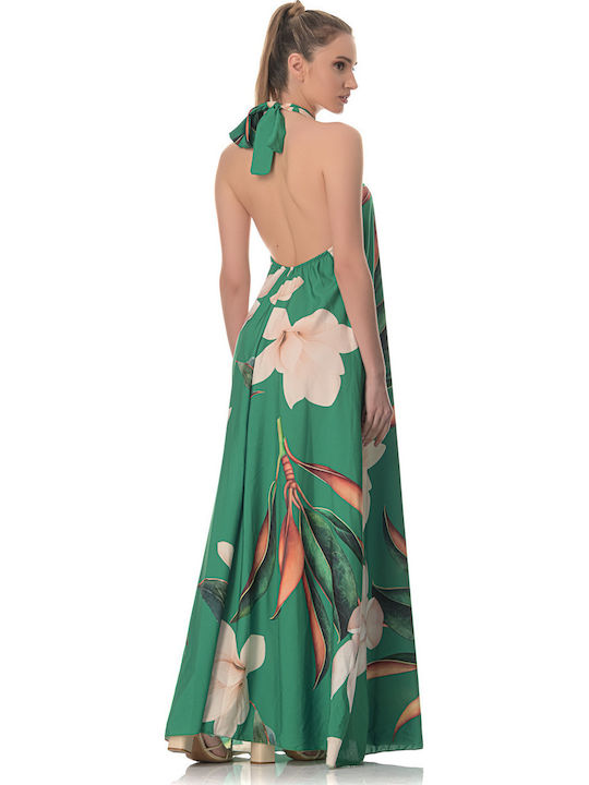 Summer Maxi Dress for Wedding - Christening Open Back Floral