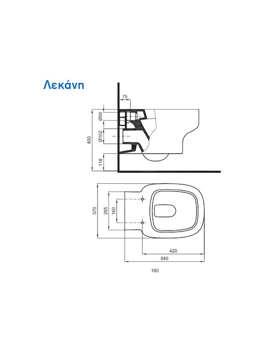 Sanitana Be You Wandhängende Toilette mit Deckel Thermodur Sanftes Schließen Weiße