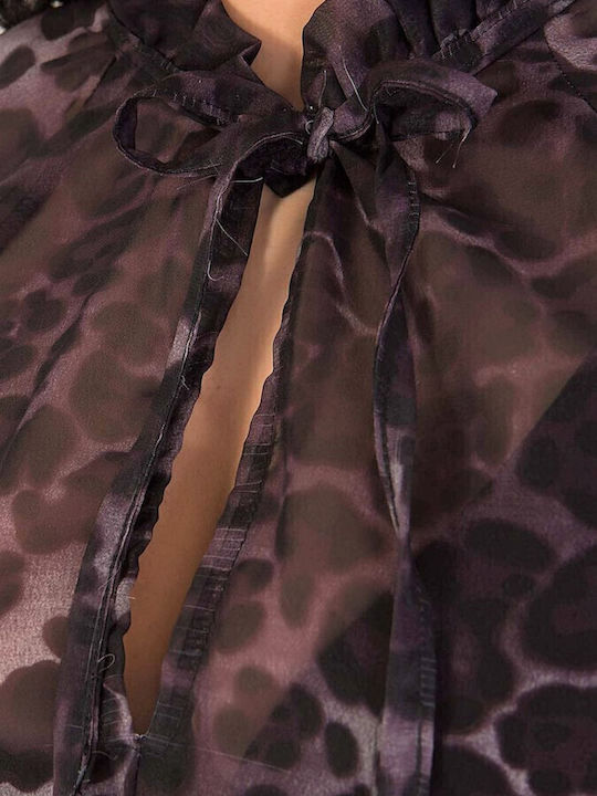 Maxi Βραδινό Φόρεμα με Βολάν Animal Print
