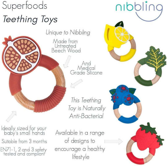 Nibbling Acai Berry Μασητικός Κρίκος Οδοντοφυΐας από Ξύλο για 3 m+