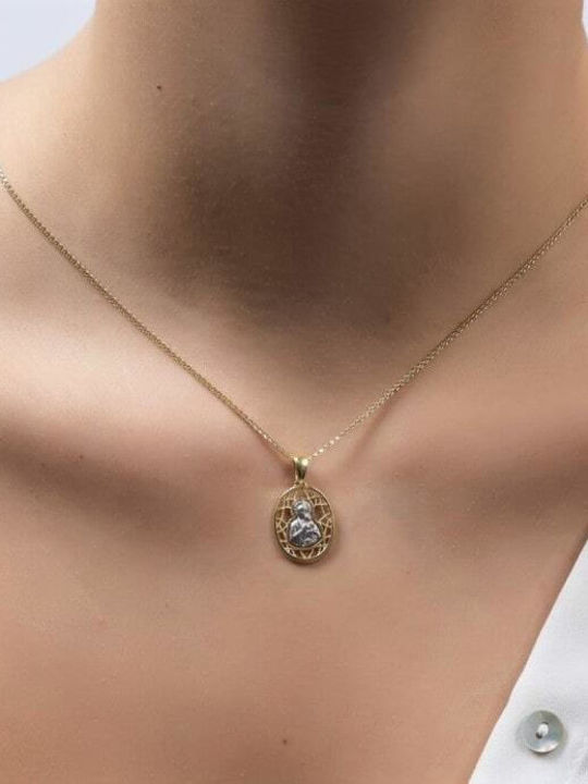 Eforo Pendant Kids Talisman with the Virgin Mary made of Gold 14K PA11400077