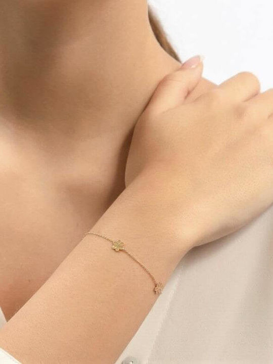 Eforo Παιδικό Βραχιόλι Αλυσίδα από Χρυσό 14K με Λουλούδι