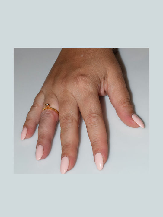 Bizoutaki Single Stone Ring Made of Gold Plated Silver with Zircon