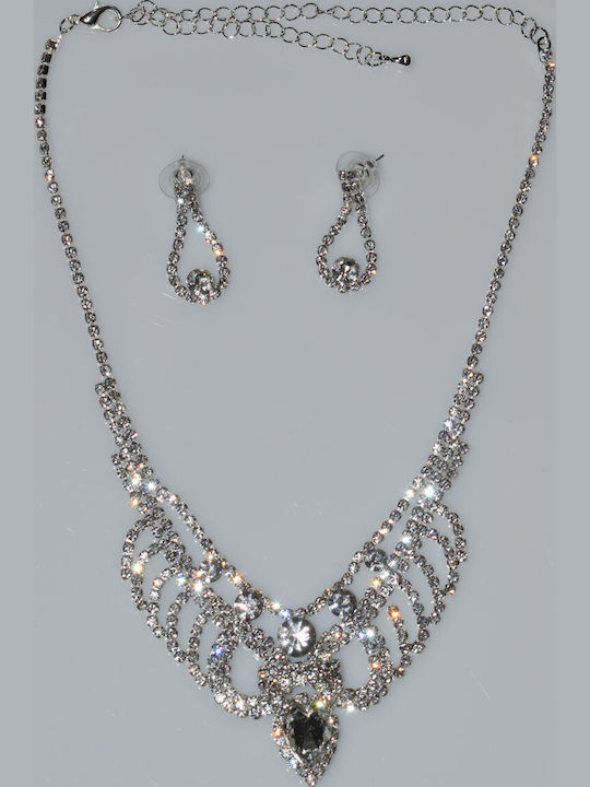 Bizoutaki Set with Necklace & Earrings from Brass