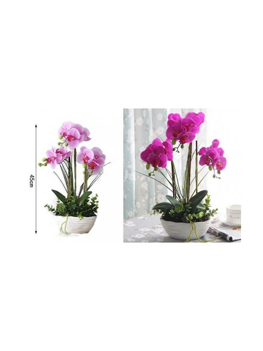 Plantă Artificială în Ghiveci Orhidee Purple 45cm 1buc