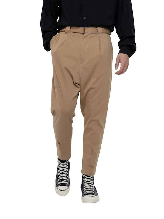 Stefan Fashion Men's Trousers in Loose Fit Beige