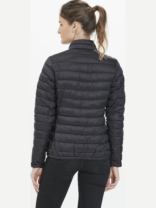 Kurz Damen Puffer Jacke für Winter Schwarz