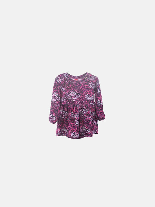 Joyce Kids Dress Animal Print Long Sleeve Purple