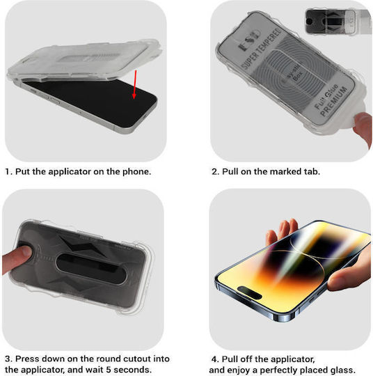 Box Full Glue Tempered Glass Μαύρο (iPhone 14 Pro Max)