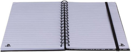 Playstation Notebook Spiral 80 Sheets A5 Ruled with Elastic Black