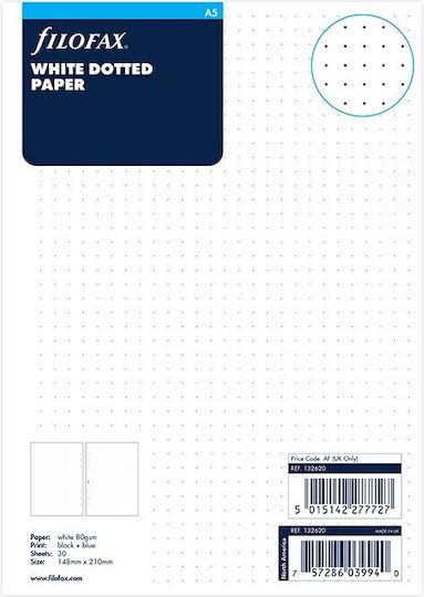 Filofax 30 Refill Pads A5 with Blank Pages White