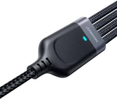 Joyroom S-1T4018A18 Geflochten USB zu Blitzschlag / Typ-C / Micro-USB Kabel Schwarz 1.2m