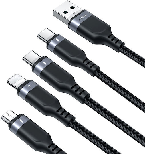Joyroom S-1T4018A18 Braided USB to Lightning / Type-C / micro USB 1.2m 3.5A Cable (USB-A)