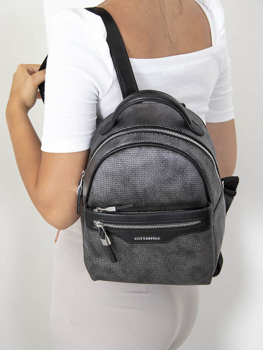 Silver & Polo Damen Tasche Rucksack Silber