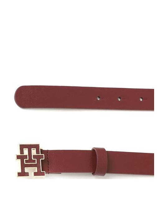 Th Monogram Δερμάτινη Γυναικεία Ζώνη Μπορντό