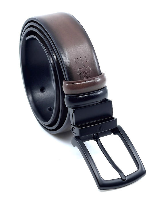 Men's Belt Leather Double Sided BLACK BROWN