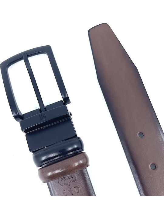 Men's Belt Leather Double Sided BLACK BROWN