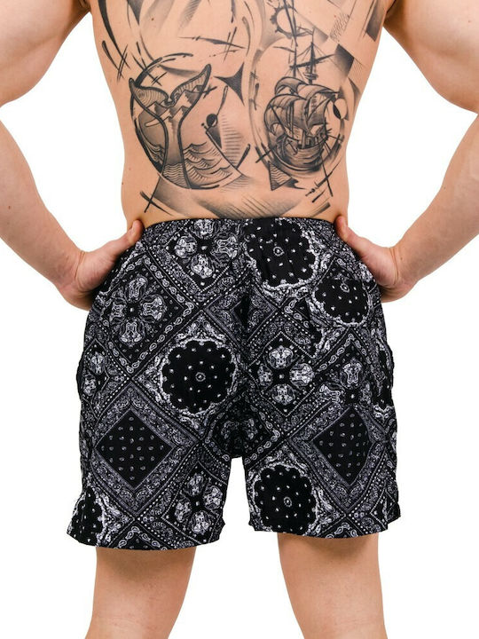 Waves Herren Badehose Schwarz Drucken