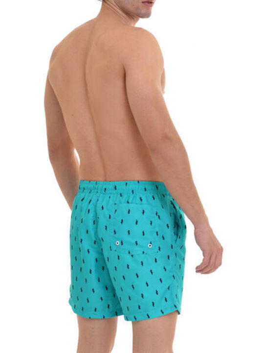 MiandMi Herren Badebekleidung Shorts Hellblau mit Mustern