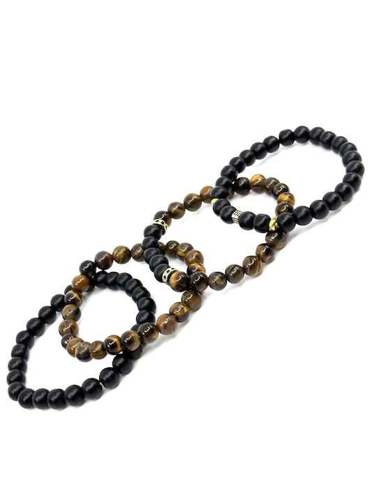 Legend Accessories Herren Set Armbänder aus Stahl mit Perlen