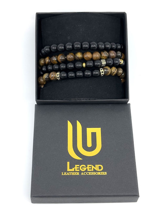 Legend Accessories Herren Set Armbänder aus Stahl mit Perlen