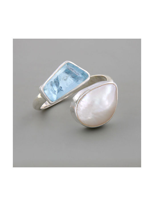 Ios Women's Silver Ring with Pearl