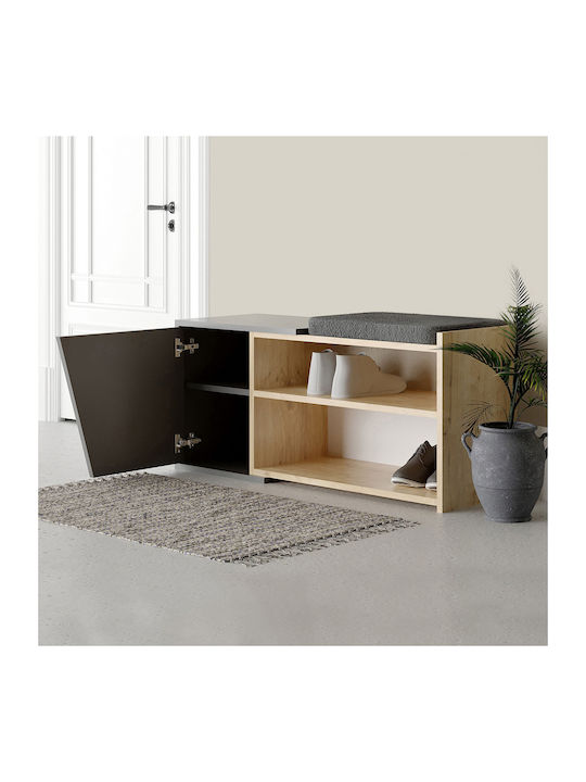 Suport pentru pantofi Fiona cu 2 Rafturi Stejar / Cărbune L104xW37xH47cm