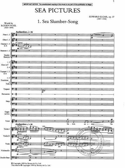 Boosey & Hawkes Elgar Sea Pictures Παρτιτούρα για Ορχήστρα